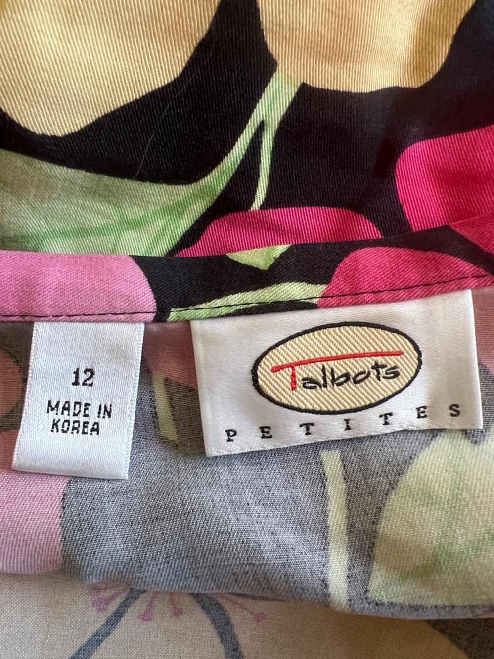 Talbots Hibiscus Floral A-Line Midi Skirt Black, Pink, Orange & Yellow Blooms - Picture 4 of 5